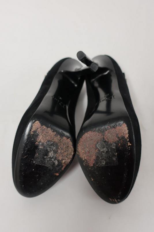 Christian Dior D Charm Pump Black Suede &amp; Satin Size 37 Platform Heel - Celebrity Owned