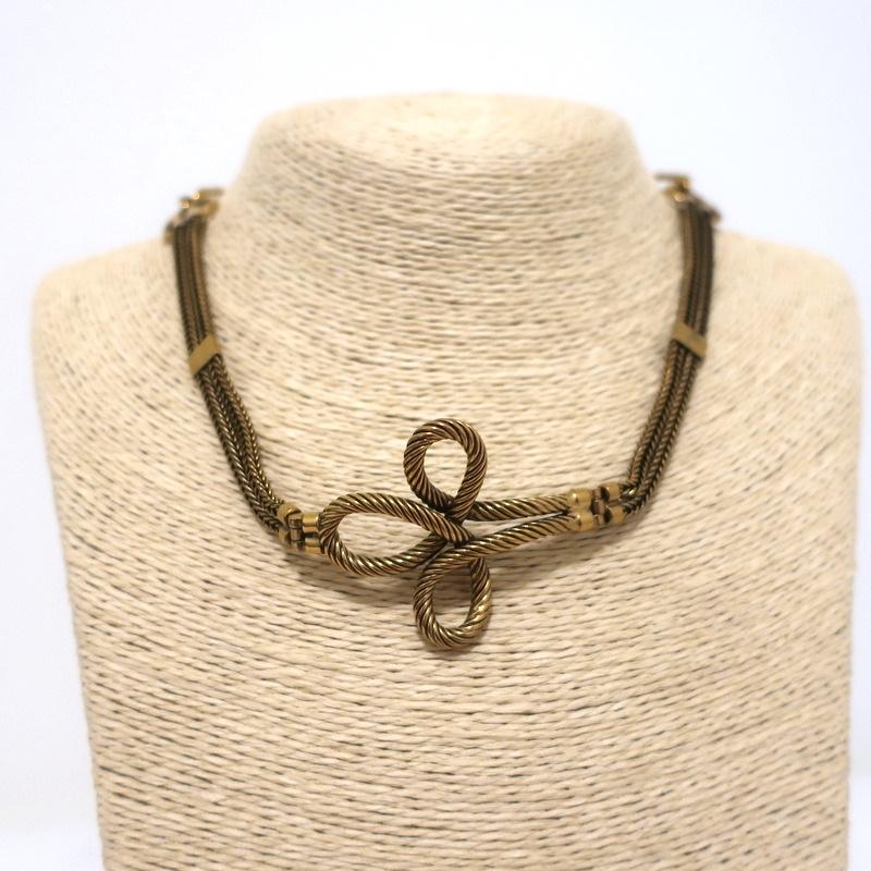Christian Dior Knot Necklace Gold Cable &amp; Chain Link - Celebrity Owned