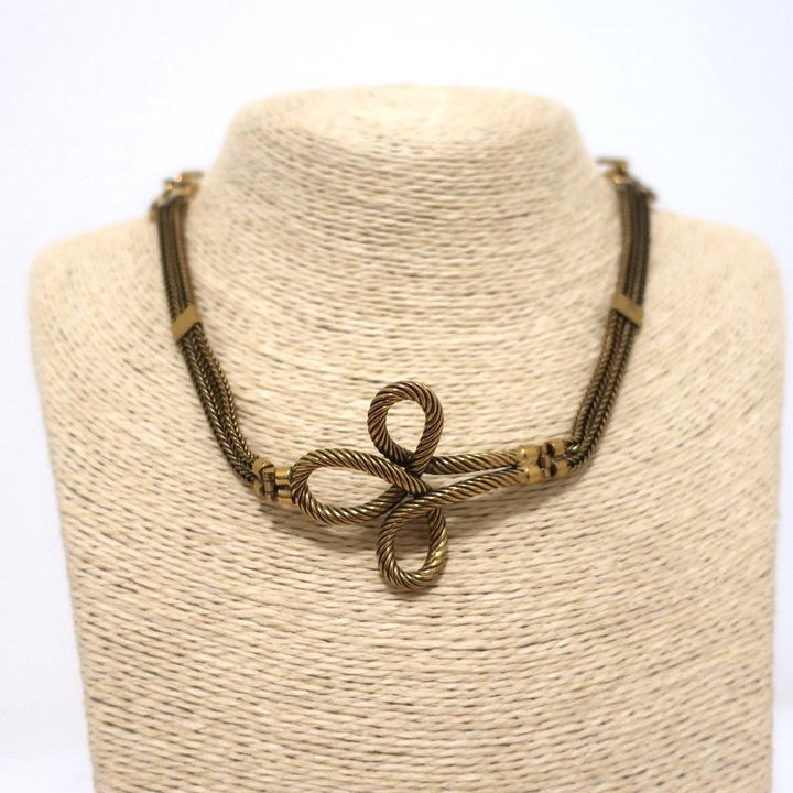Christian Dior Knot Necklace Gold Cable &amp; Chain Link - Celebrity Owned