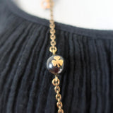 Christian Dior Logo Bead Necklace Black/Gold - Celebrity Owned