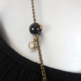 Christian Dior Logo Bead Necklace Black/Gold - Celebrity Owned