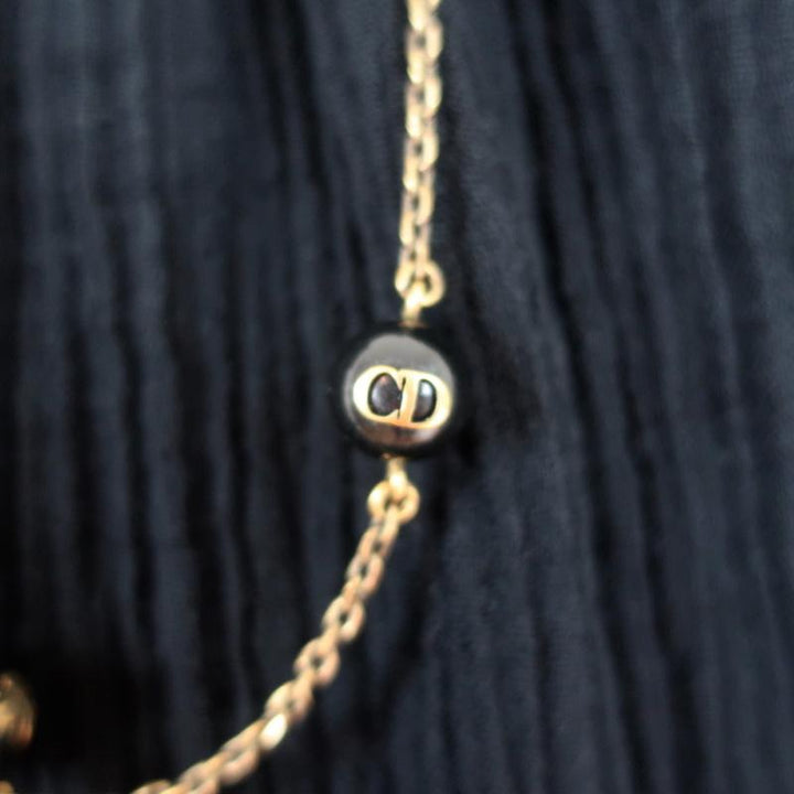 Christian Dior Logo Bead Necklace Black/Gold - Celebrity Owned