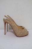 Christian Louboutin No Prive 120 Slingback Pumps Snake-Print Cork Size 36.5 - Celebrity Owned