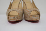 Christian Louboutin No Prive 120 Slingback Pumps Snake-Print Cork Size 36.5 - Celebrity Owned