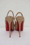 Christian Louboutin No Prive 120 Slingback Pumps Snake-Print Cork Size 36.5 - Celebrity Owned