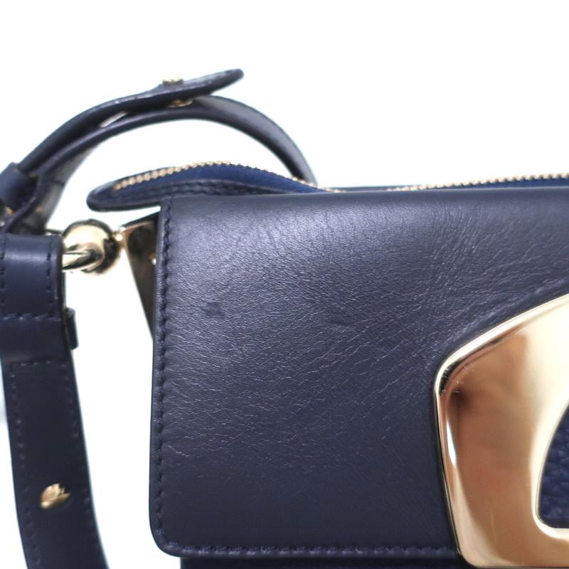 Christian Louboutin Passage Messenger Bag Navy Pebbled Leather Shoulder Bag - Celebrity Owned