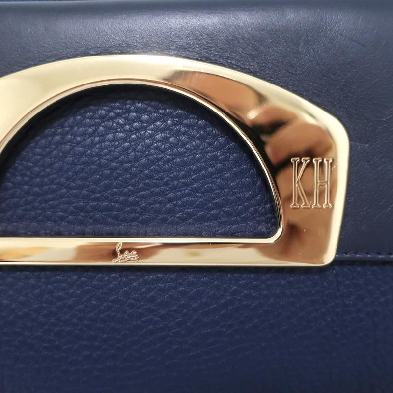 Christian Louboutin Passage Messenger Bag Navy Pebbled Leather Shoulder Bag - Celebrity Owned