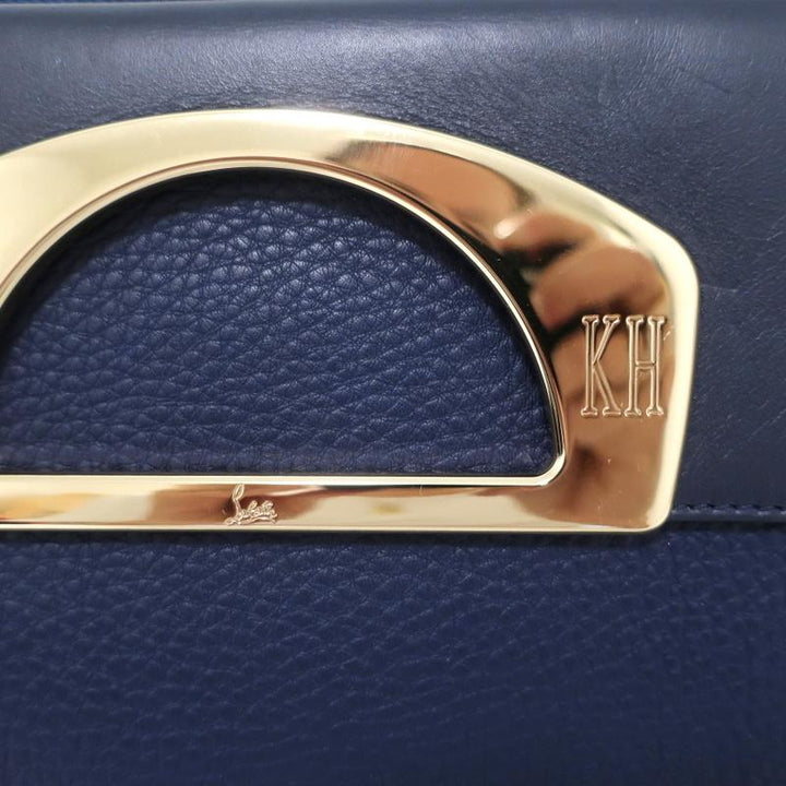 Christian Louboutin Passage Messenger Bag Navy Pebbled Leather Shoulder Bag - Celebrity Owned