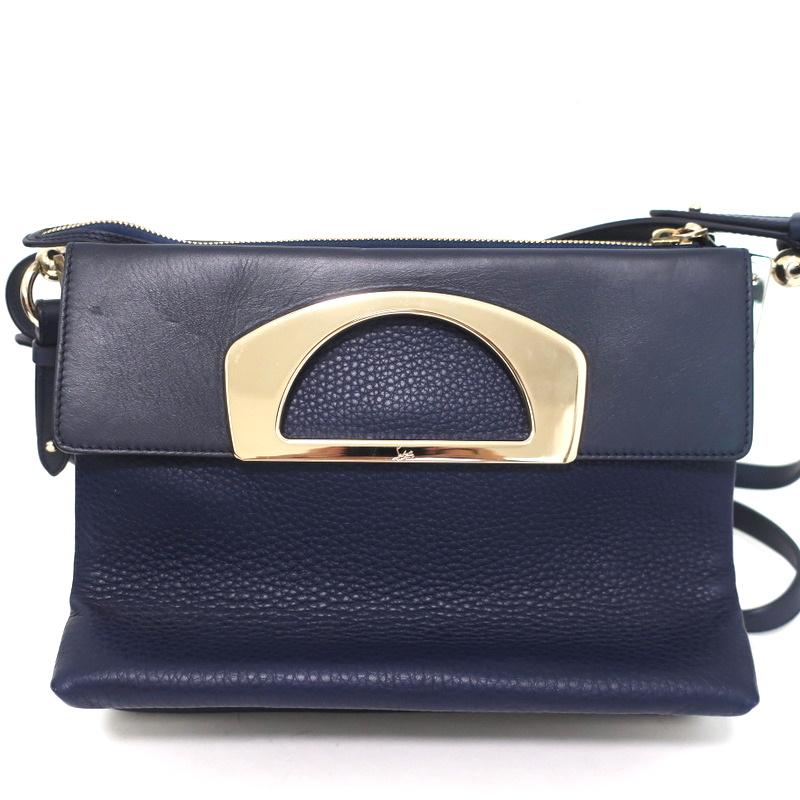 Christian Louboutin Passage Messenger Bag Navy Pebbled Leather Shoulder Bag - Celebrity Owned