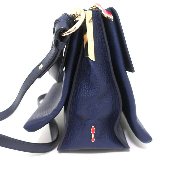 Christian Louboutin Passage Messenger Bag Navy Pebbled Leather Shoulder Bag - Celebrity Owned