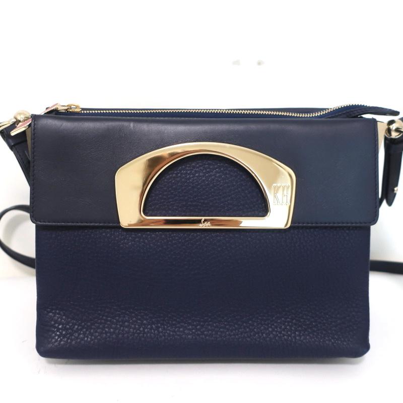 Christian Louboutin Passage Messenger Bag Navy Pebbled Leather Shoulder Bag - Celebrity Owned