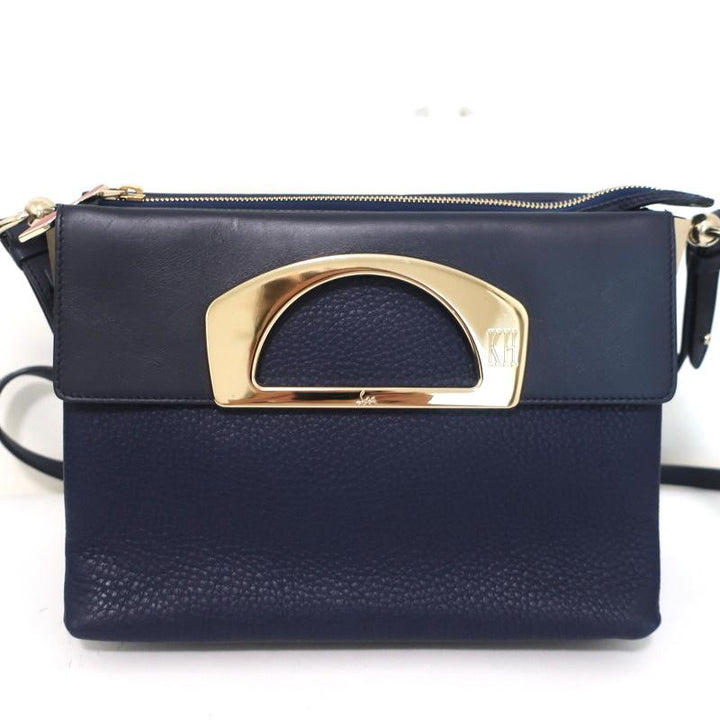 Christian Louboutin Passage Messenger Bag Navy Pebbled Leather Shoulder Bag - Celebrity Owned