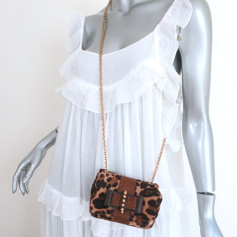 Christian Louboutin Sweet Charity Mini Crossbody Bag Leopard Print Pony Hair - Celebrity Owned