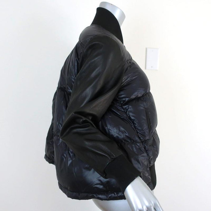Christiansen Leather-Sleeve Puffer Jacket Navy/Black Size 6 - Celebrity Owned