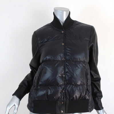 Christiansen Leather-Sleeve Puffer Jacket Navy/Black Size 6 - Celebrity Owned