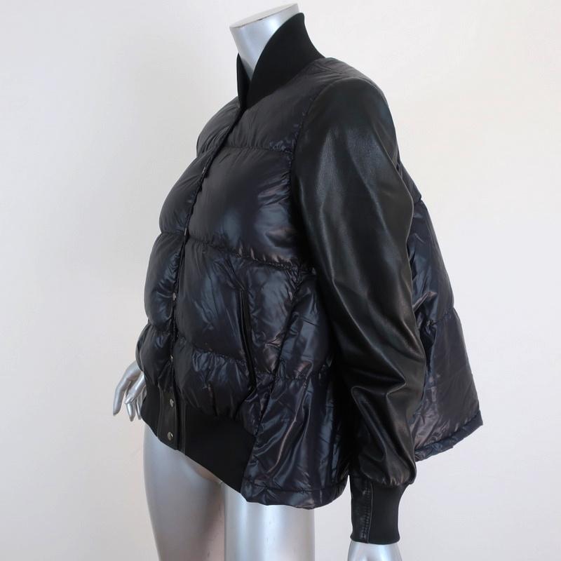 Christiansen Leather-Sleeve Puffer Jacket Navy/Black Size 6 - Celebrity Owned