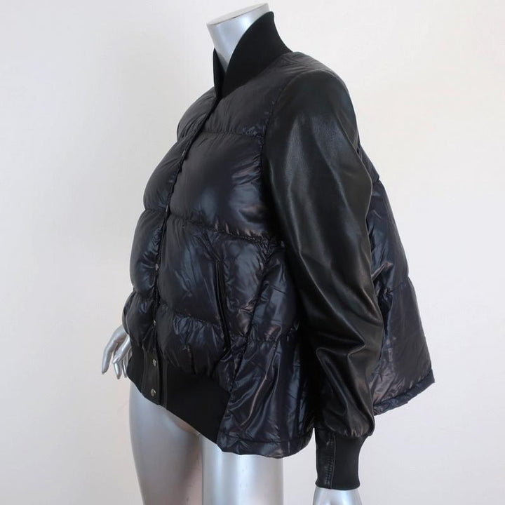 Christiansen Leather-Sleeve Puffer Jacket Navy/Black Size 6 - Celebrity Owned