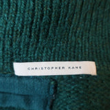 Christopher Kane Zip Sweater Emerald Crystal-Embellished Knit Size Extra Small - Celebrity Owned