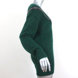 Christopher Kane Zip Sweater Emerald Crystal-Embellished Knit Size Extra Small - Celebrity Owned