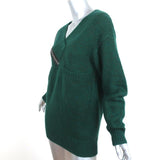 Christopher Kane Zip Sweater Emerald Crystal-Embellished Knit Size Extra Small - Celebrity Owned