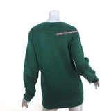 Christopher Kane Zip Sweater Emerald Crystal-Embellished Knit Size Extra Small - Celebrity Owned