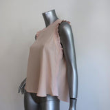 Cinq a Sept Lenore Top Pink Ruffle-Trim Silk Size Extra Small Sleeveless Blouse - Celebrity Owned