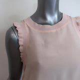 Cinq a Sept Lenore Top Pink Ruffle-Trim Silk Size Extra Small Sleeveless Blouse - Celebrity Owned