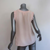 Cinq a Sept Lenore Top Pink Ruffle-Trim Silk Size Extra Small Sleeveless Blouse - Celebrity Owned