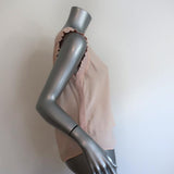 Cinq a Sept Lenore Top Pink Ruffle-Trim Silk Size Extra Small Sleeveless Blouse - Celebrity Owned