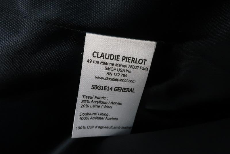 Claudie Pierlot Peacoat Navy Wool Twill &amp; Black Leather Size 38 Toggle Jacket - Celebrity Owned