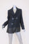 Claudie Pierlot Peacoat Navy Wool Twill & Black Leather Size 38 Toggle Jacket