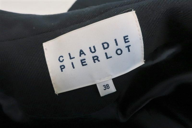 Claudie Pierlot Peacoat Navy Wool Twill &amp; Black Leather Size 38 Toggle Jacket - Celebrity Owned