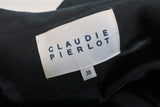 Claudie Pierlot Peacoat Navy Wool Twill & Black Leather Size 38 Toggle Jacket - Celebrity Owned