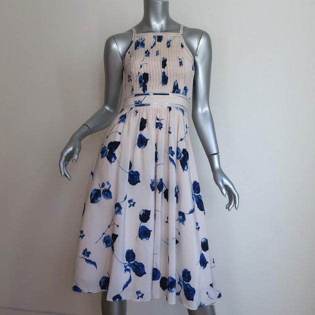 Club Monaco Dress Klarika Very Light Pink/Blue Floral Print Silk Size –  Celebrity Owned