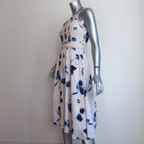 Club Monaco Dress Klarika Very Light Pink/Blue Floral Print Silk Size 00 - Celebrity Owned