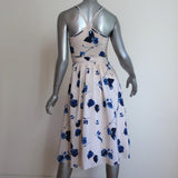 Club Monaco Dress Klarika Very Light Pink/Blue Floral Print Silk Size 00 - Celebrity Owned