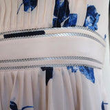 Club Monaco Dress Klarika Very Light Pink/Blue Floral Print Silk Size 00 - Celebrity Owned