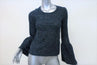 Co Bell Sleeve Top Indigo Wool-Blend Heathered Knit Size Small Pullover Sweater
