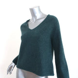 Co Cashmere V-Neck Sweater Teal Size Medium Bell Sleeve Pullover - Celebrity Owned