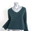 Co Cashmere V-Neck Sweater Teal Size Medium Bell Sleeve Pullover