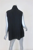 Co Tie-Neck Top Black Pleated Silk Size Small Sleeveless Blouse - Celebrity Owned