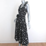 Co Tiered Midi Dress Black Floral Print Ruffled Gabardine Size Extra Small - Celebrity Owned