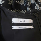 Co Tiered Midi Dress Black Floral Print Ruffled Gabardine Size Extra Small - Celebrity Owned