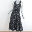Co Tiered Midi Dress Black Floral Print Ruffled Gabardine Size Extra Small