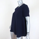 Co Top Navy Crepe Size Small Short Sleeve Blouse - Celebrity Owned