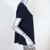 Co Top Navy Crepe Size Small Short Sleeve Blouse - Celebrity Owned