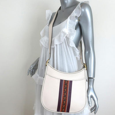 Coach Emery Crossbody Bag with Varsity Stripe Cream Leather NEW - Celebrity Owned