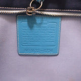 Coach Hamptons Garden Tote Marine Blue Canvas & Blue Leather Large Bag - Celebrity Owned