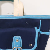 Coach Hamptons Garden Tote Marine Blue Canvas & Blue Leather Large Bag - Celebrity Owned