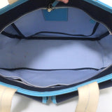 Coach Hamptons Garden Tote Marine Blue Canvas & Blue Leather Large Bag - Celebrity Owned
